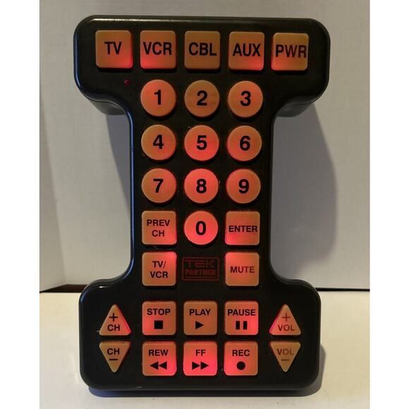Tek Partner EXTRA LARGE Lighted Button Universal‎ Remote BW-0561-RD - Picture 1 of 2